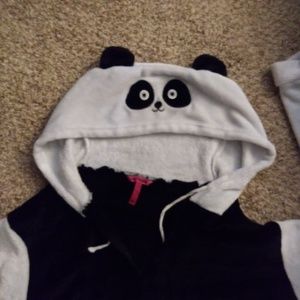 Panda Bear Fuzzy Hotkiss Onsie w/ Zip Up & Hood XL